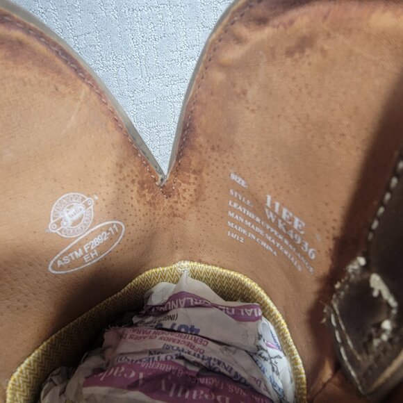 Justin Workboots Men's Size 11 EE US Brown Leather Pull on Western Boots WK4936 - Picture 10 of 10